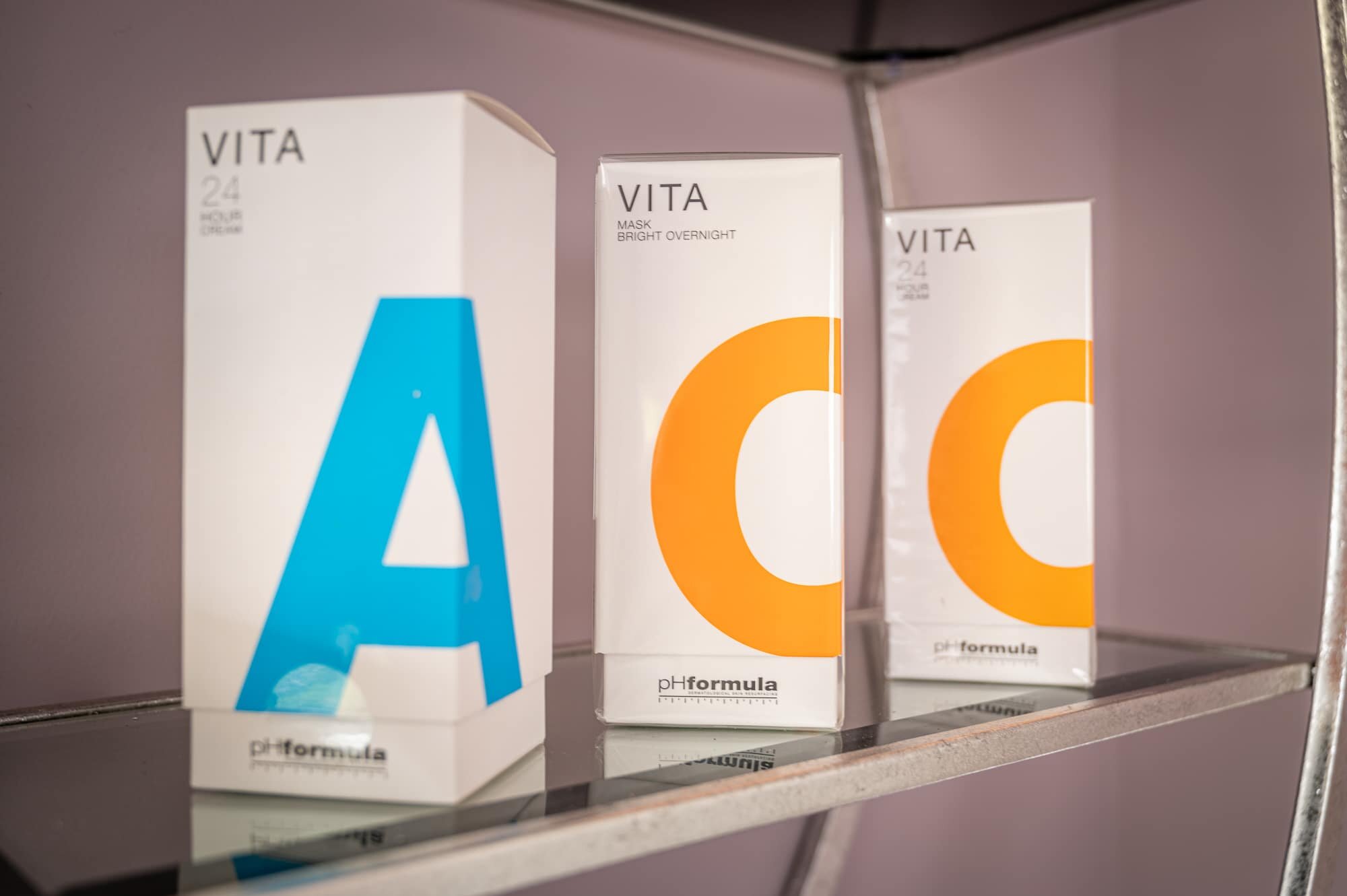 pHformula products on display at The Skinologists Chester Skin clinic.