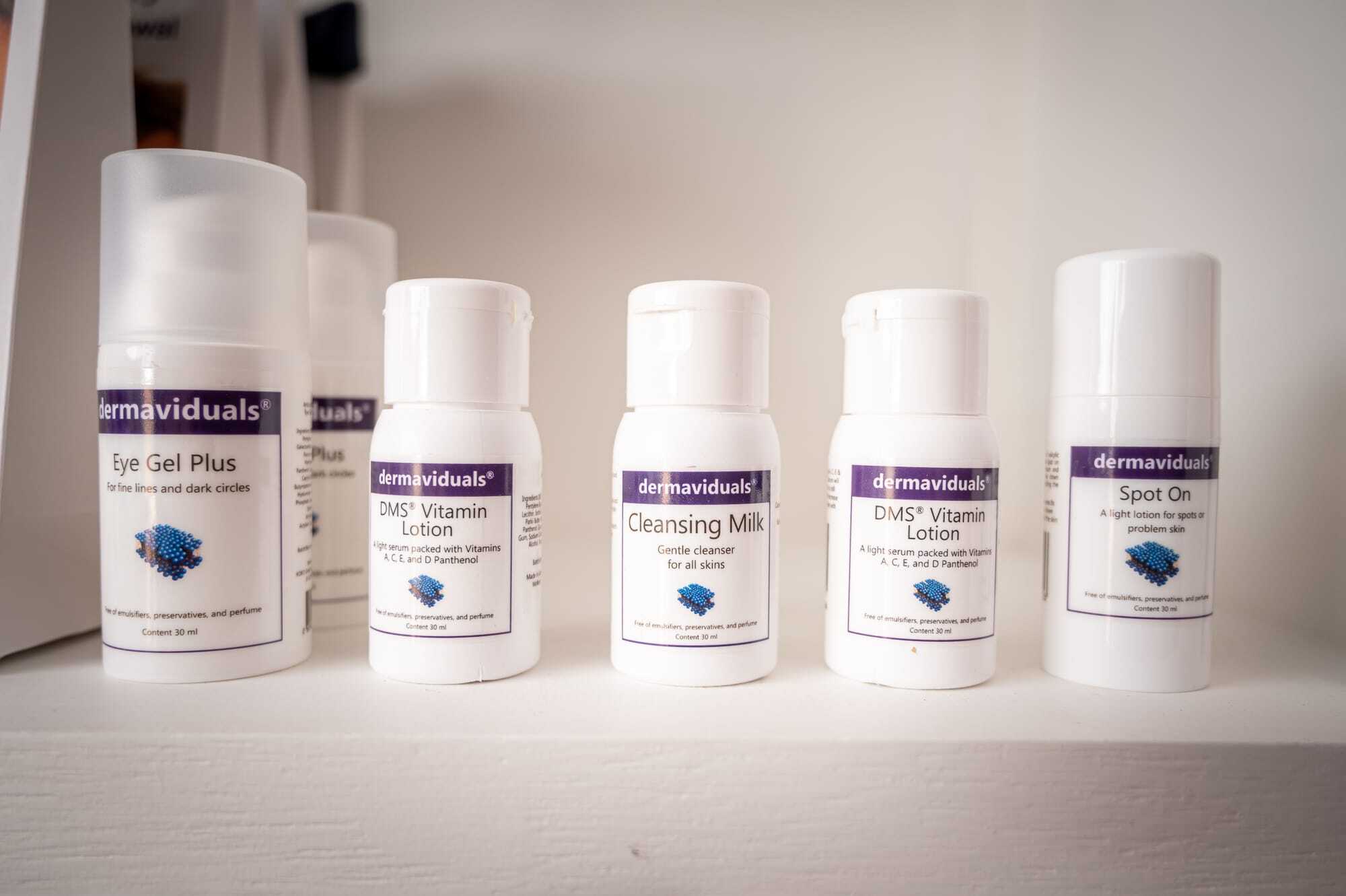Frustrated with an over complicated skin routine? 9 Close up of Dermaviduals products at The Skinologists Chester skin clinic